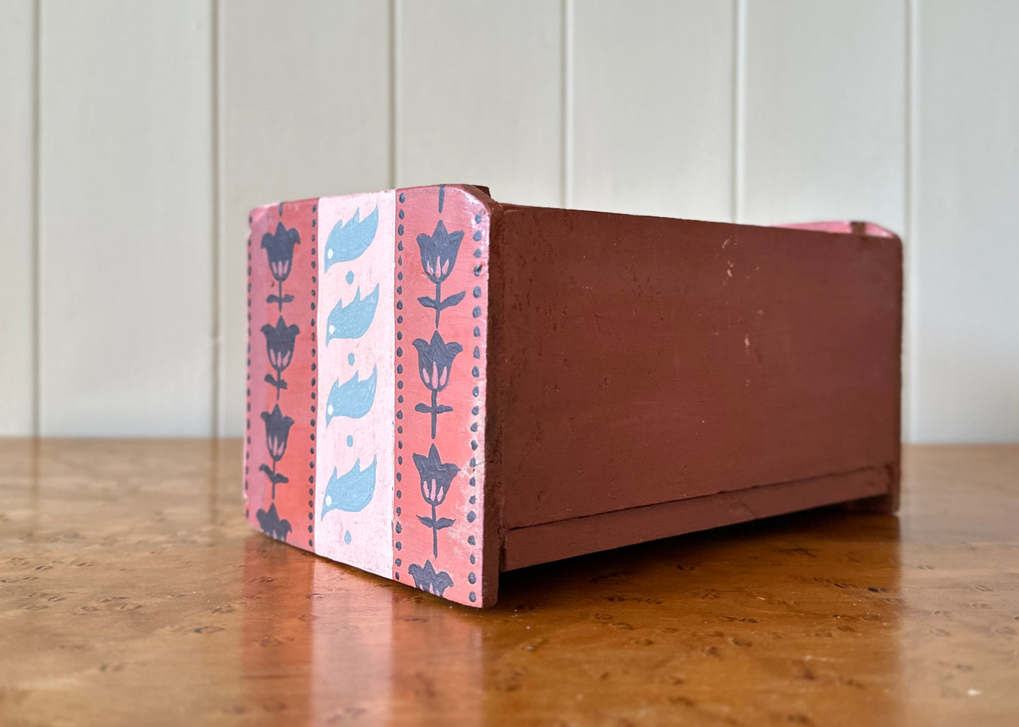 Pink Stripe - Painted Wooden Drawer