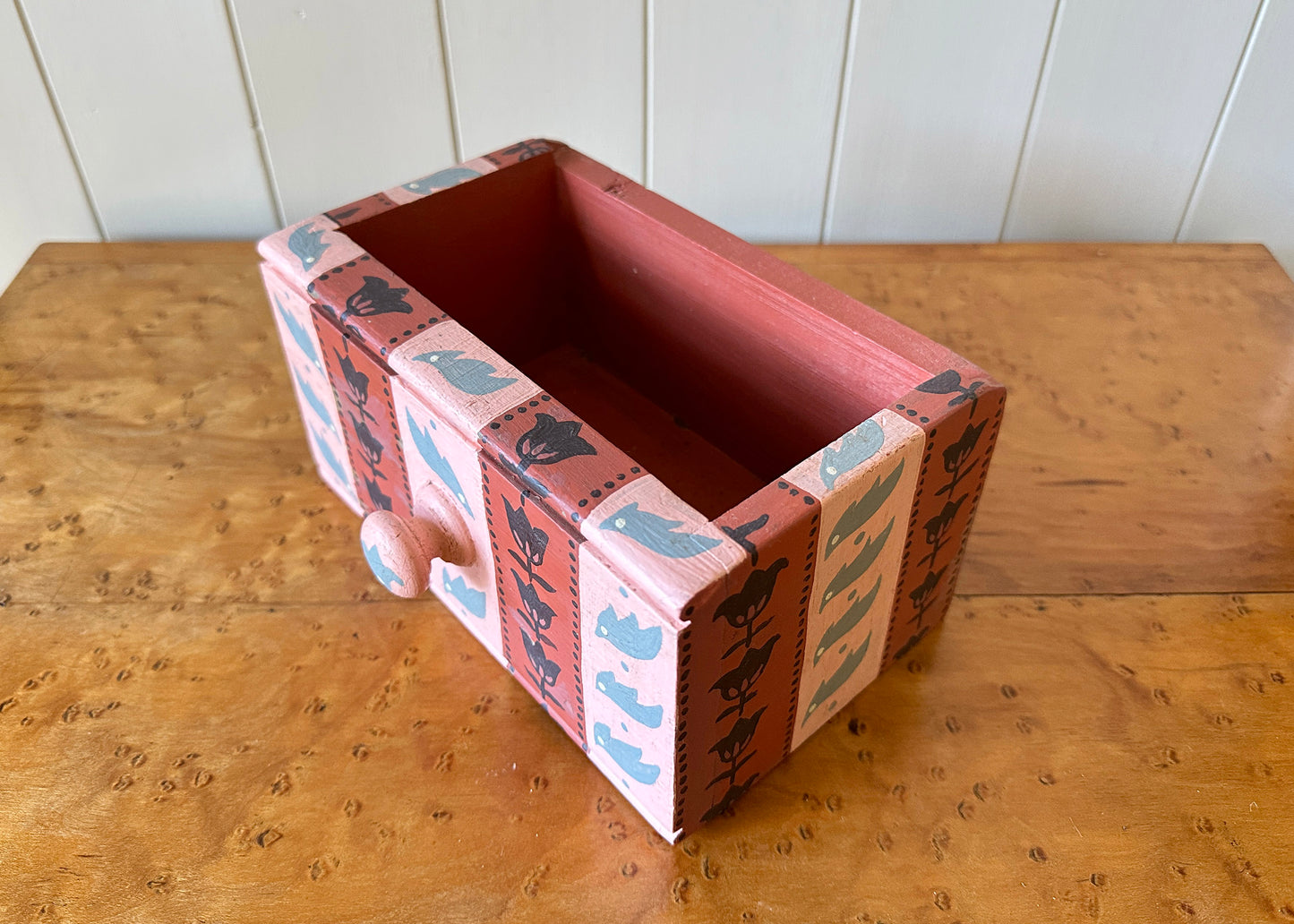 Pink Stripe - Painted Wooden Drawer