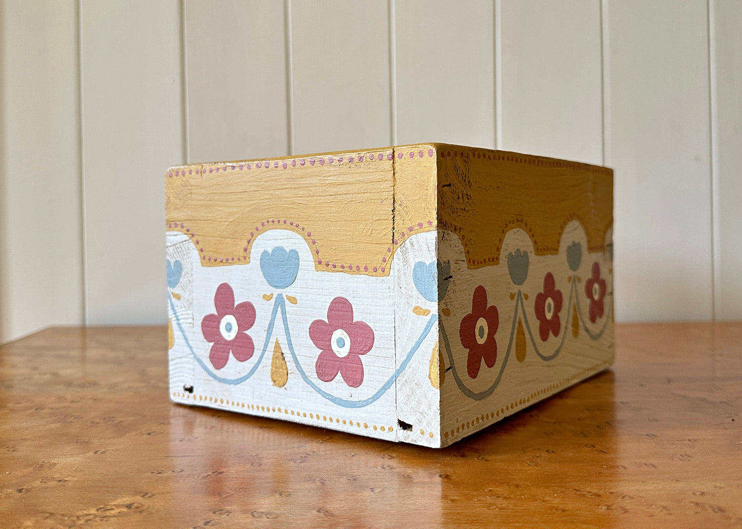 Red Flowers - Painted Wooden Drawer