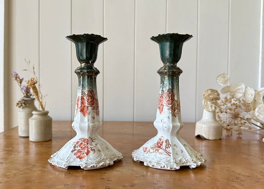 Pair of Limoges Porcelain Candlesticks