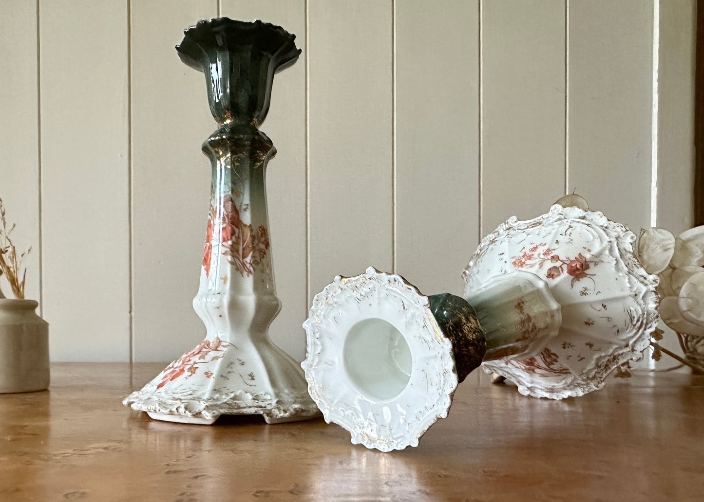 Pair of Limoges Porcelain Candlesticks