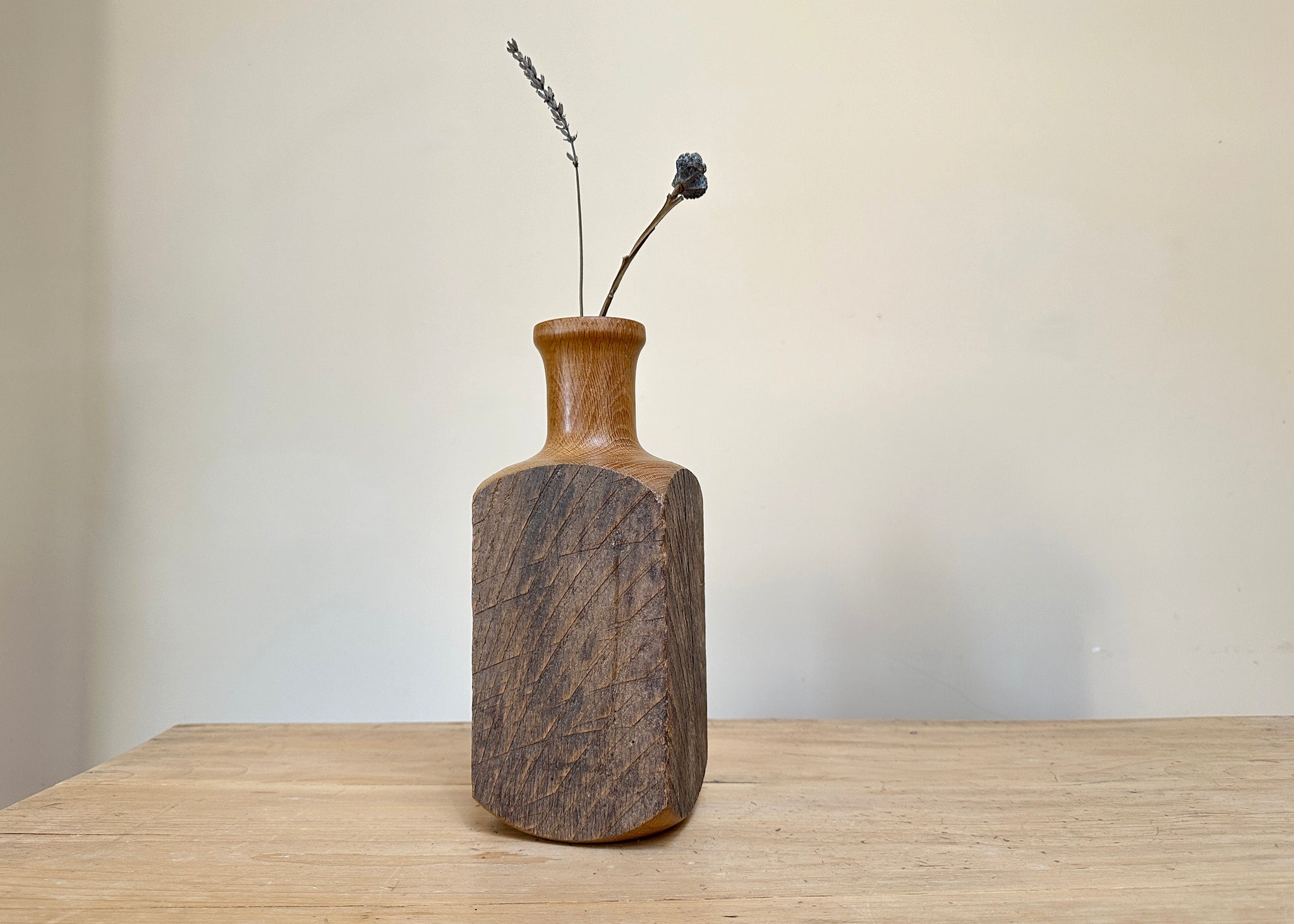 Hand Turned Oak Bottle- Made by Alan