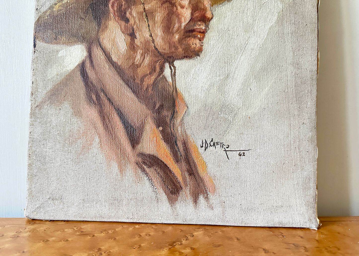 Signed J. D. Casto Study of an Old Man Painting