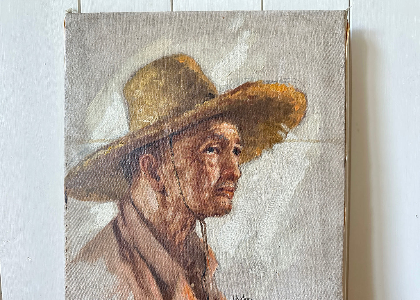 Signed J. D. Casto Study of an Old Man Painting