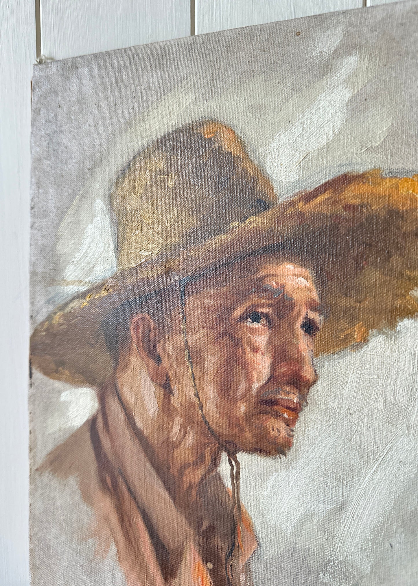 Signed J. D. Casto Study of an Old Man Painting