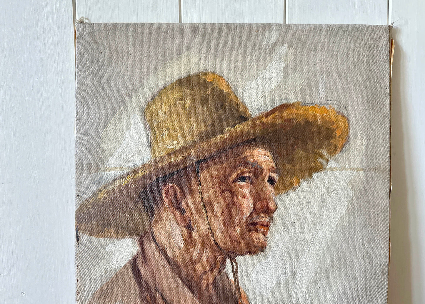 Signed J. D. Casto Study of an Old Man Painting