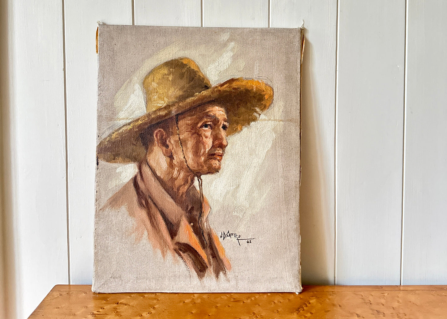 Signed J. D. Casto Study of an Old Man Painting