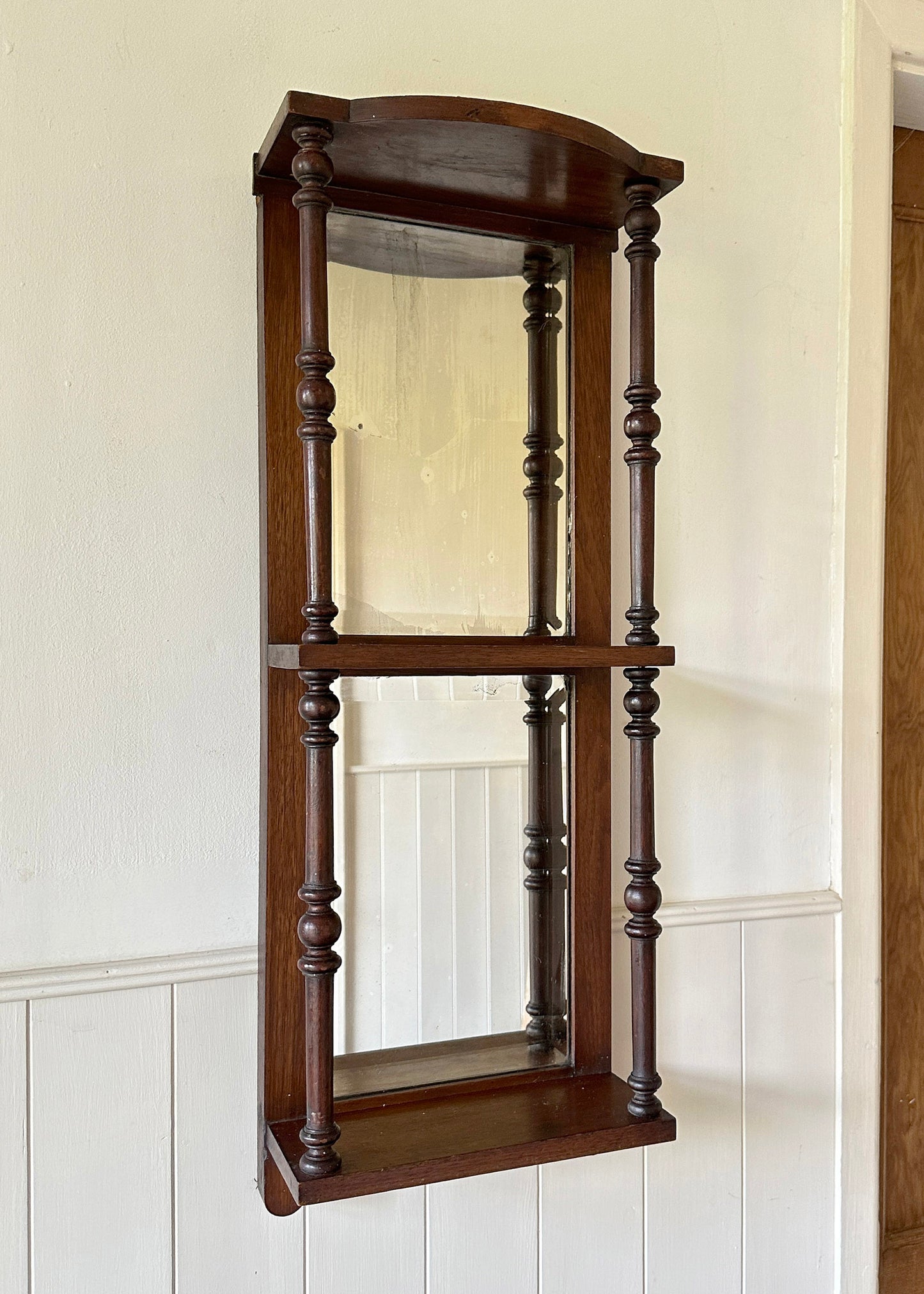 Pair of Mirror Back Wall Shelves