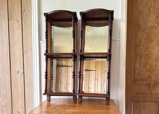 Pair of Mirror Back Wall Shelves