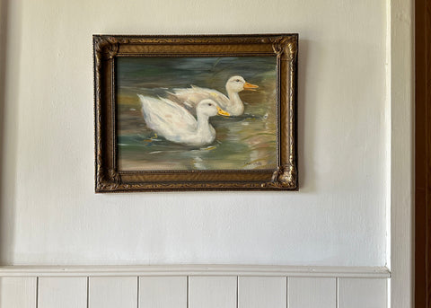 Swimming Ducks Oil Painting