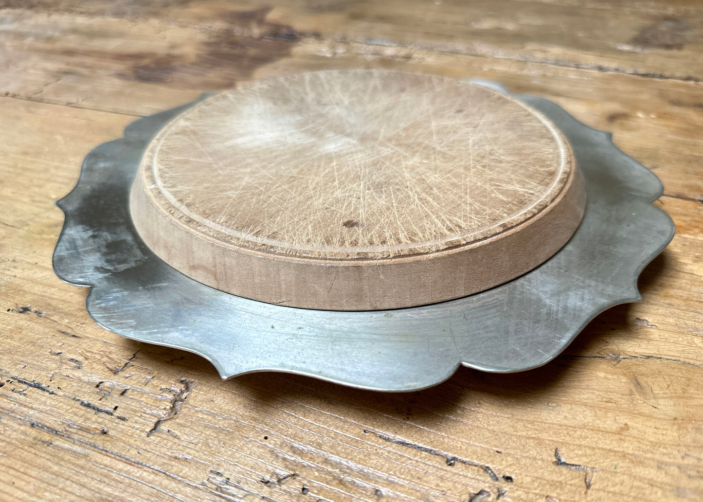 Wood Bread Board & Silver Plate