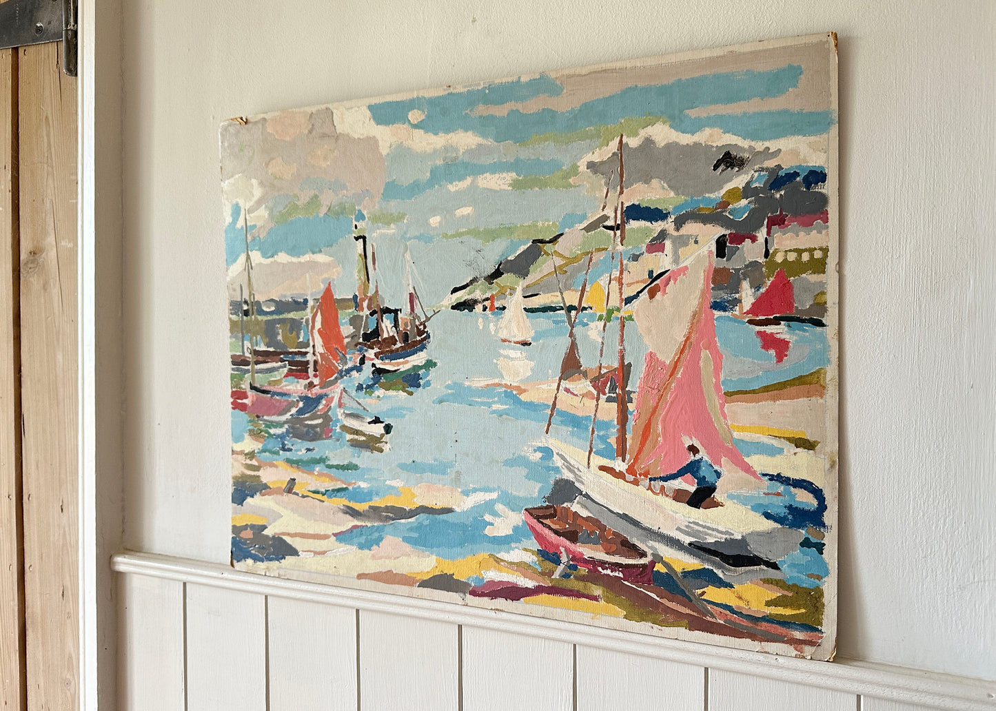 Colourful Boats in a Harbour Painting