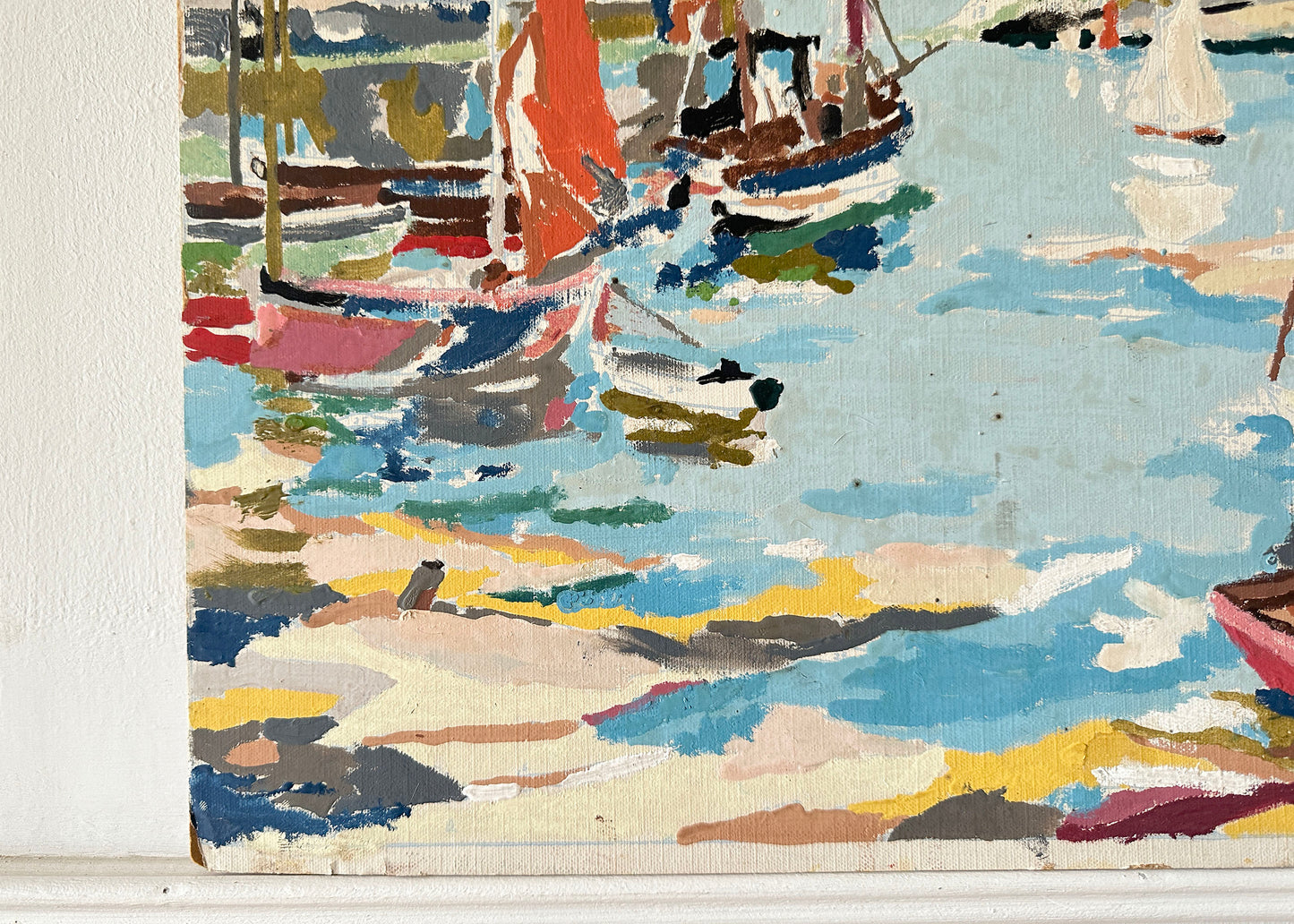 Colourful Boats in a Harbour Painting