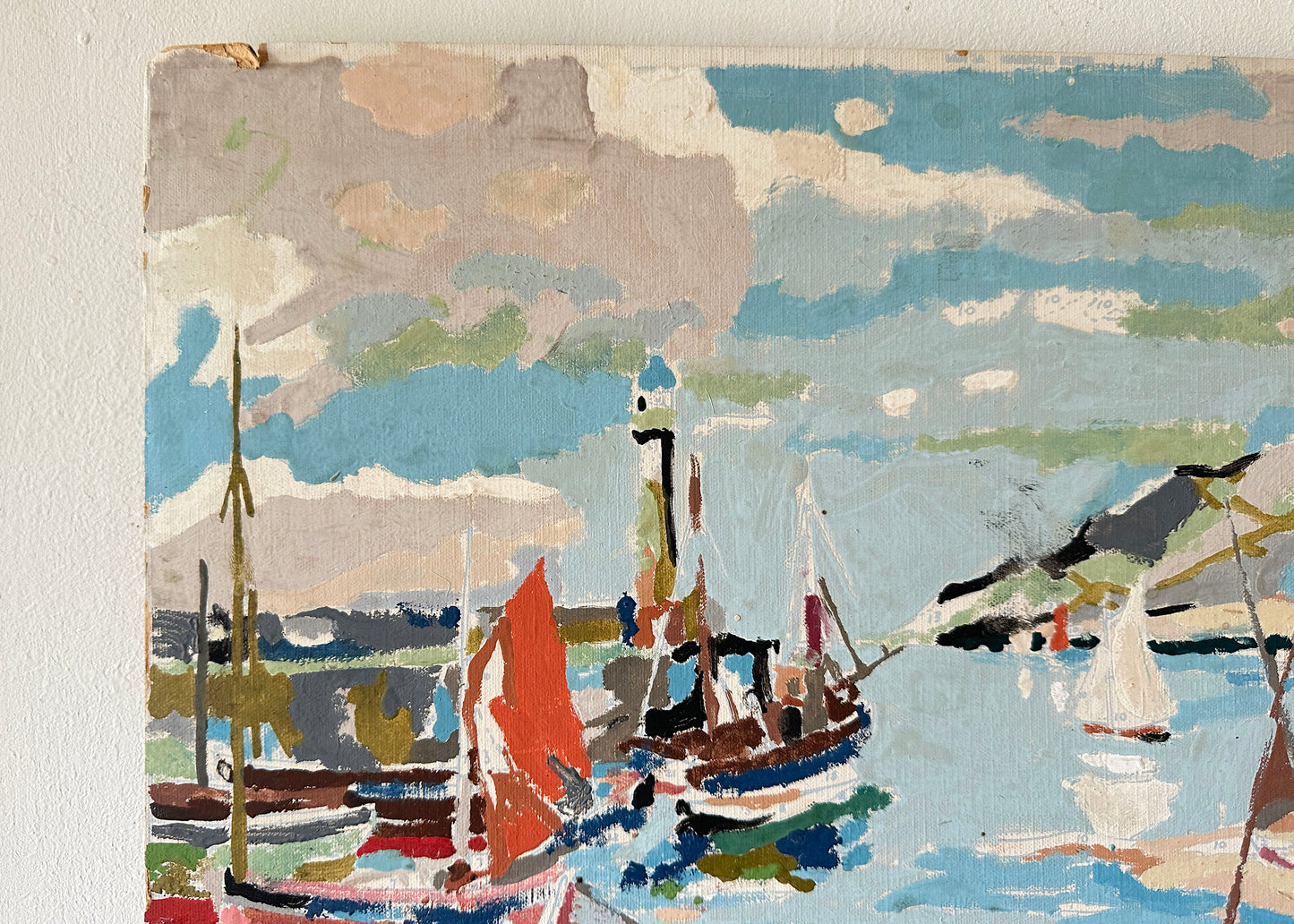 Colourful Boats in a Harbour Painting