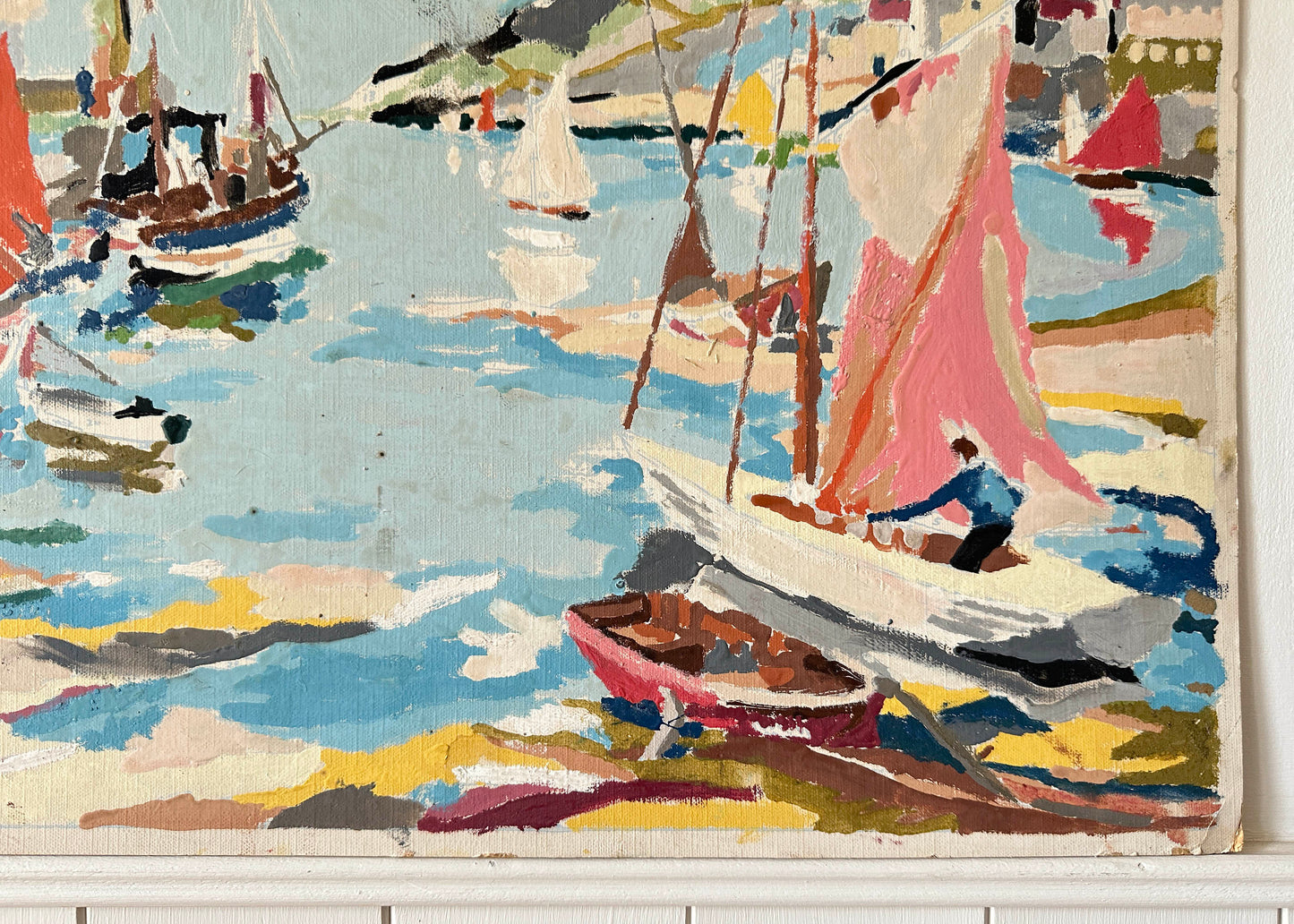 Colourful Boats in a Harbour Painting