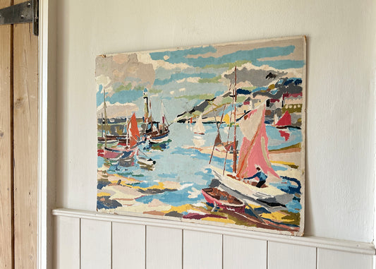 Colourful Boats in a Harbour Painting