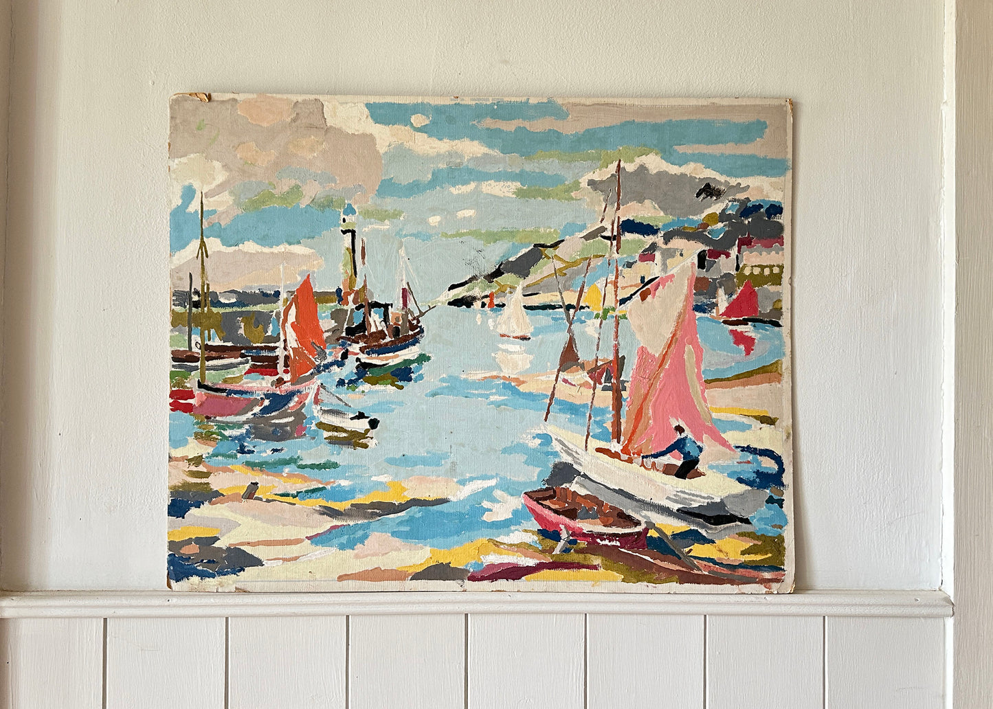 Colourful Boats in a Harbour Painting