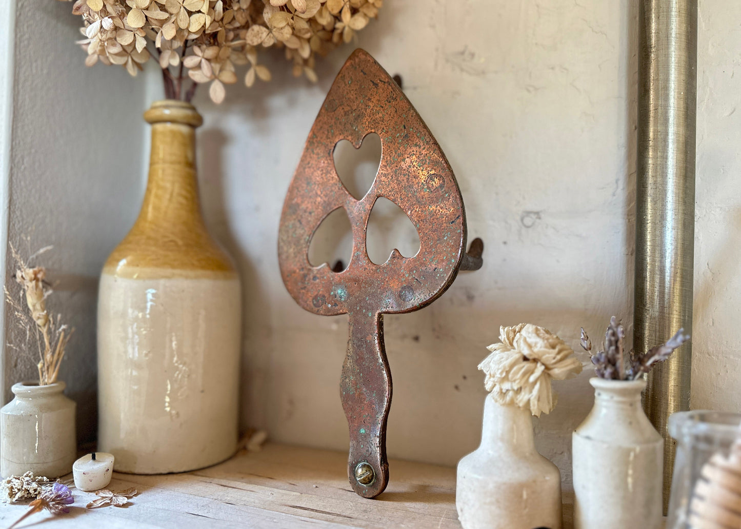 Hand Forged Copper Heart Trivet