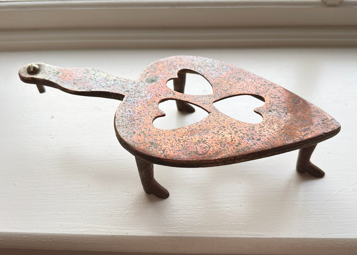 Hand Forged Copper Heart Trivet