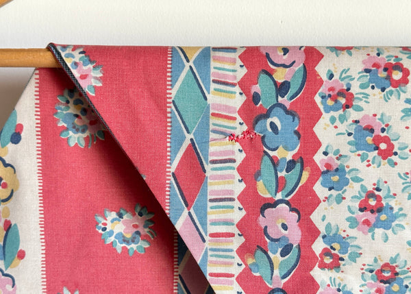 Vintage Patterned Fabric Scarf - Blue Gingham