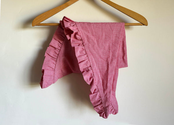 Vintage Gingham Scarf, Ruffled Edge