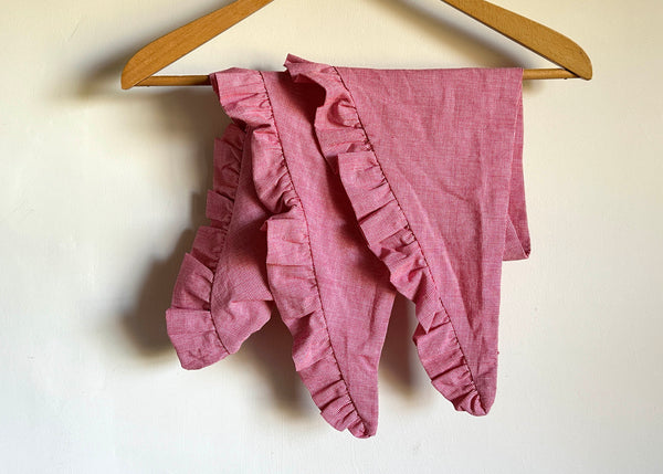 Vintage Gingham Scarf, Ruffled Edge