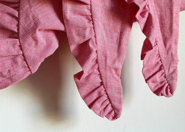 Vintage Gingham Scarf, Ruffled Edge