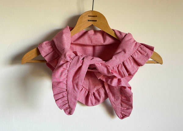 Vintage Gingham Scarf, Ruffled Edge