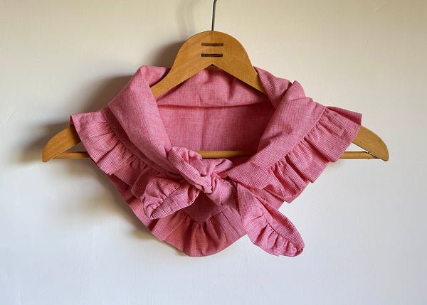 Vintage Gingham Scarf, Ruffled Edge