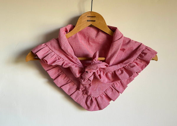 Vintage Gingham Scarf, Ruffled Edge