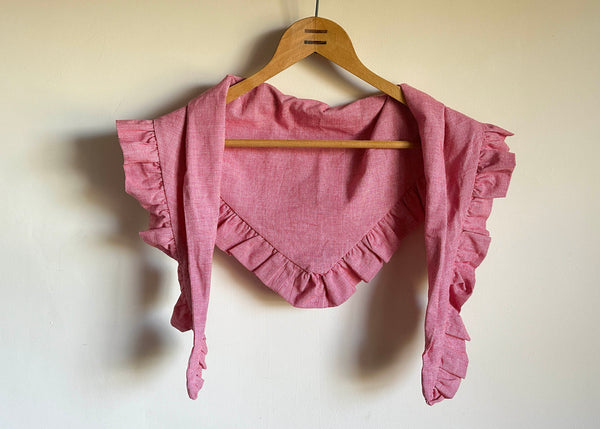 Vintage Gingham Scarf, Ruffled Edge