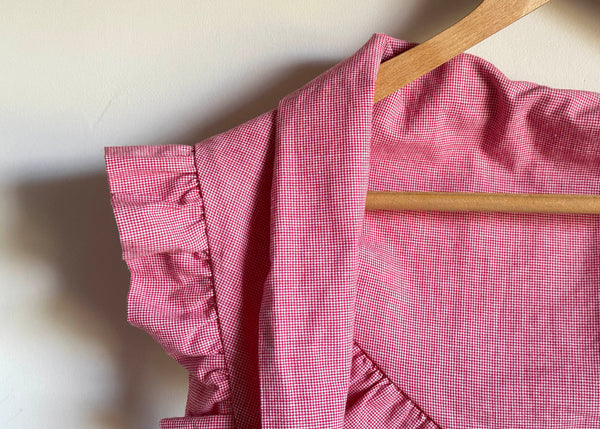 Vintage Gingham Scarf, Ruffled Edge