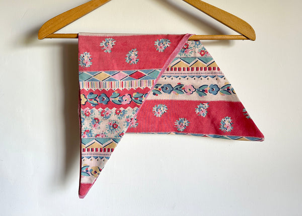 Vintage Patterned Fabric Scarf - Red Gingham