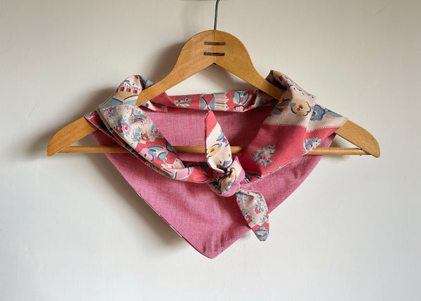 Vintage Patterned Fabric Scarf - Red Gingham