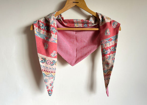 Vintage Patterned Fabric Scarf - Red Gingham