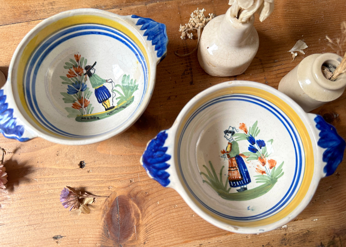 Pair of Quimper Faience Bowls