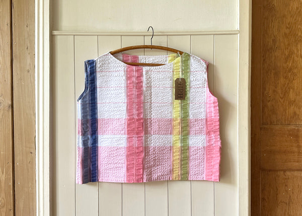 Vintage Striped Tablecloth Crop Top