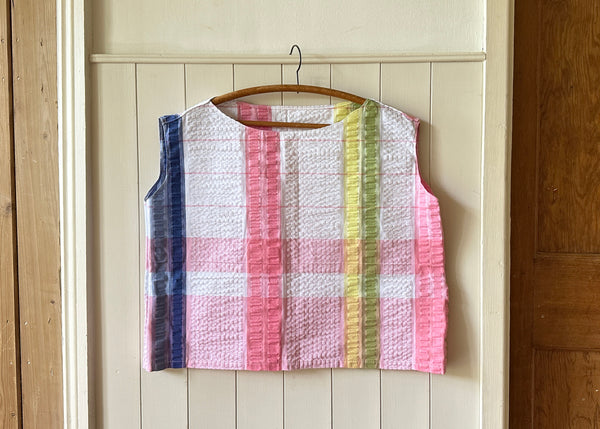 Vintage Striped Tablecloth Crop Top