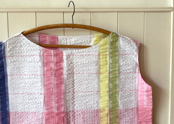 Vintage Striped Tablecloth Crop Top