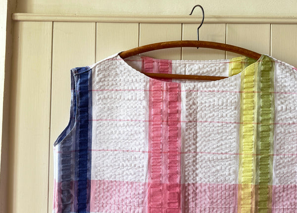 Vintage Striped Tablecloth Crop Top