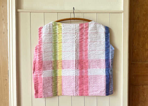 Vintage Striped Tablecloth Crop Top