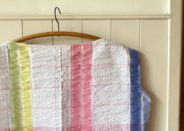 Vintage Striped Tablecloth Crop Top
