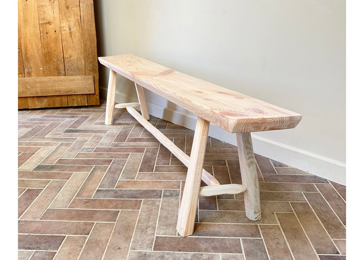 Long Rustic Pine Bench, Handmade Farmhouse Entryway Seat, Antique Style ...