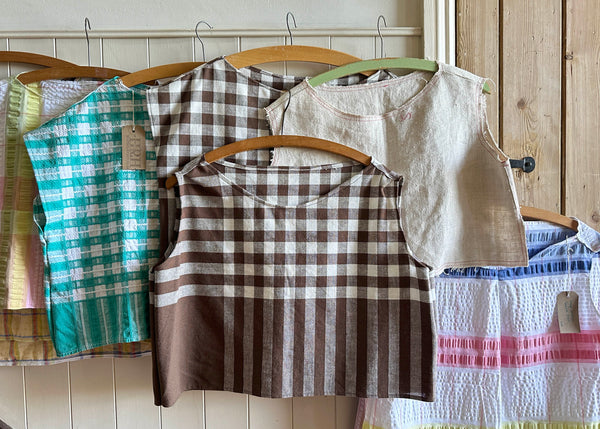 Upcycled Gingham Tablecloth Blouse