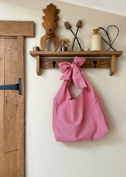 Gingham Bow Shoulder Bag- Slouchy Tote