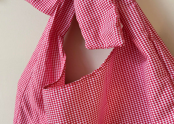 Gingham Bow Shoulder Bag- Slouchy Tote