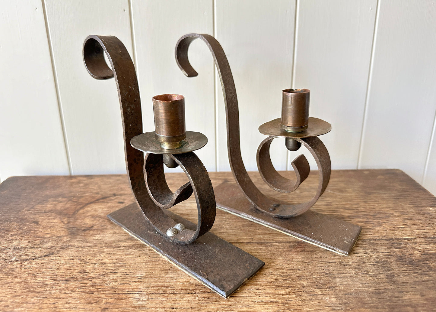 Pair of Hand Forged Candlesticks