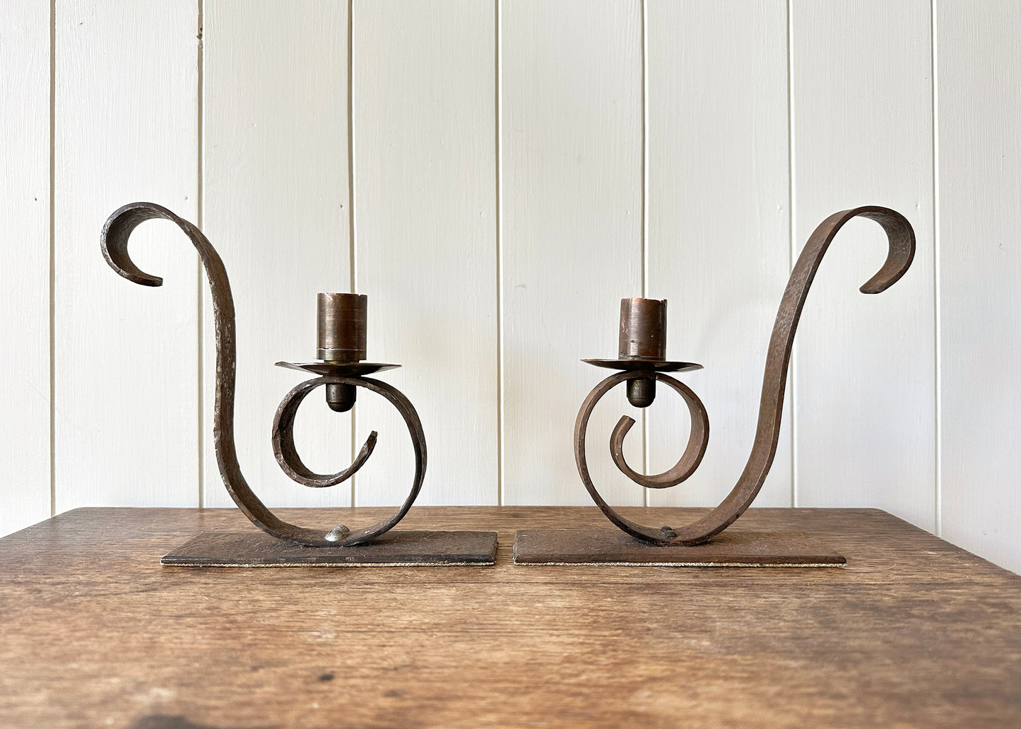 Pair of Hand Forged Candlesticks