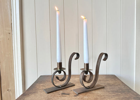 Pair of Hand Forged Candlesticks