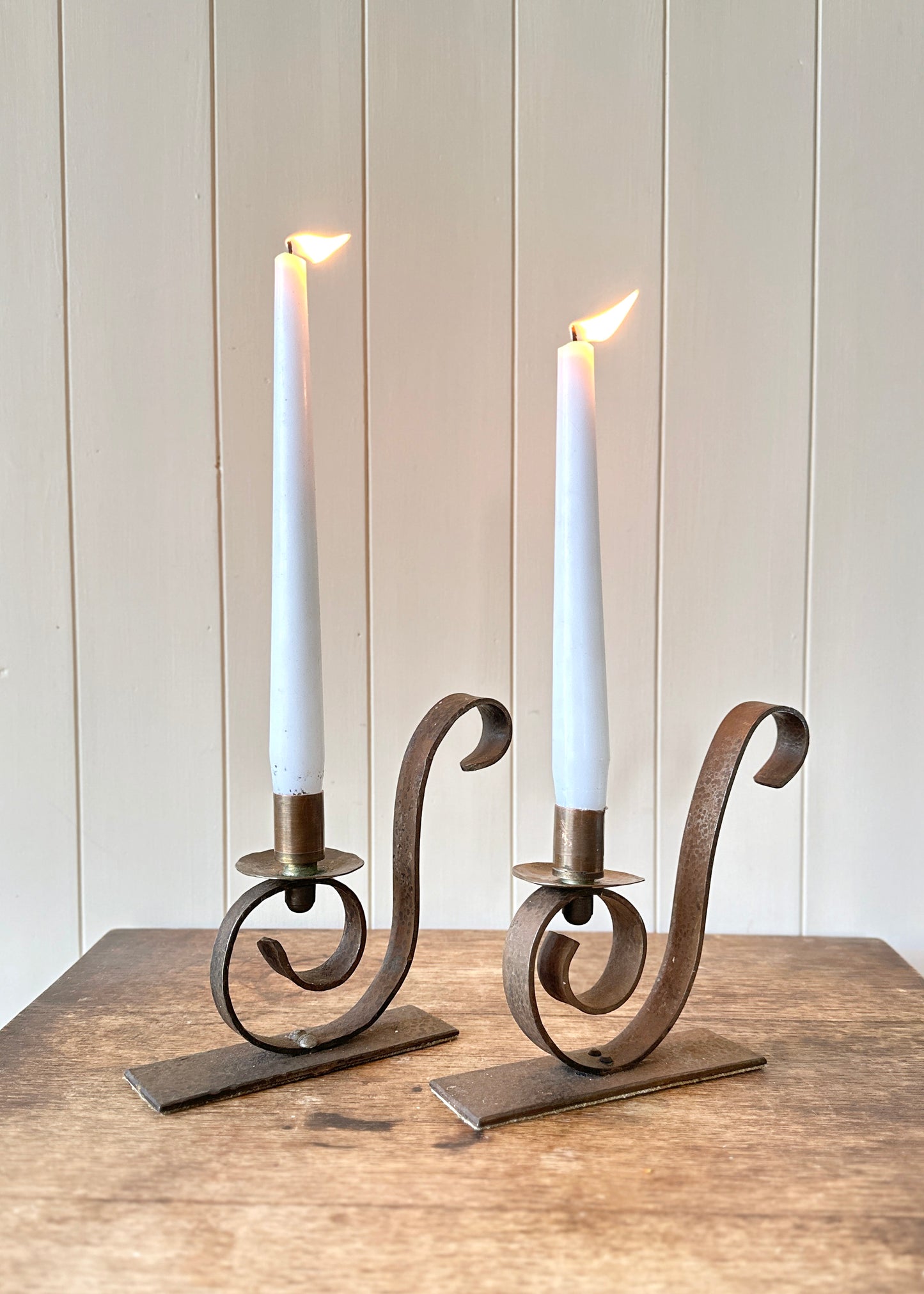 Pair of Hand Forged Candlesticks